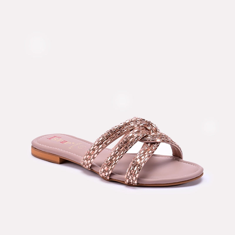 Womens Peach Flat Fancy Slippers 0412800