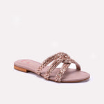 Womens Peach Flat Fancy Slippers 0412800