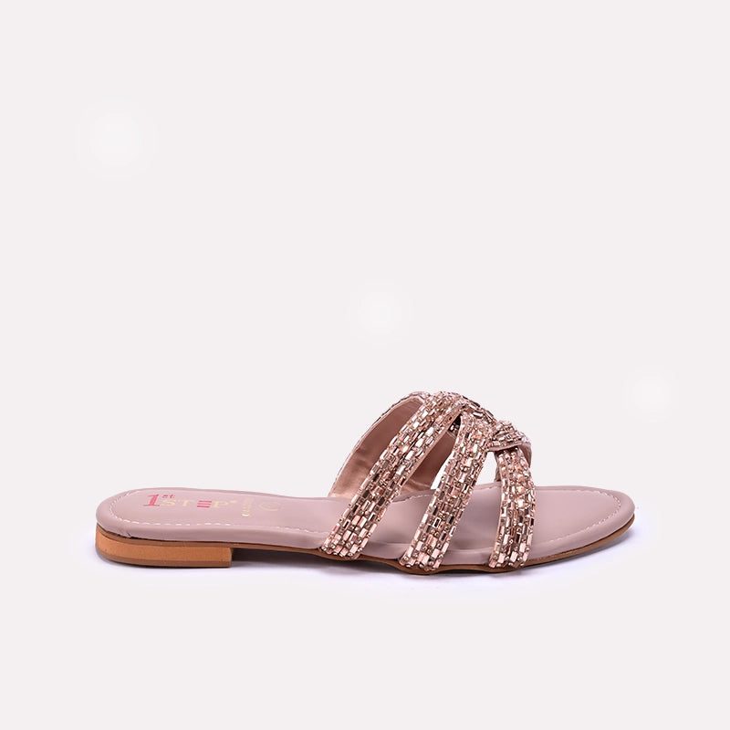 Womens Peach Flat Fancy Slippers 0412800