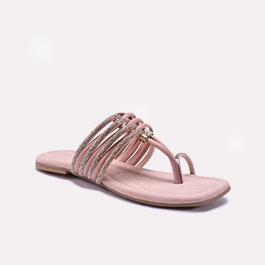 Womens Peach Flat Fancy Slippers 0413175