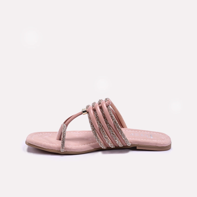 Womens Peach Flat Fancy Slippers 0413175