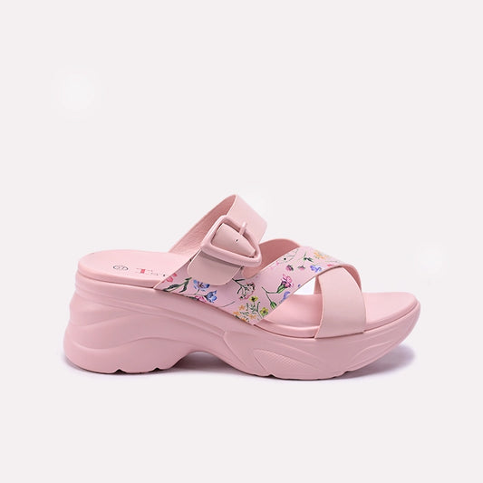 Womens Pink Chunky Slippers