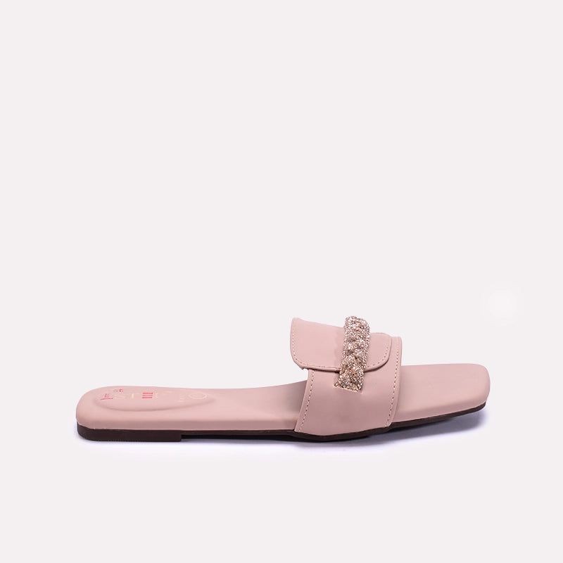 Womens Pink Fancy Flat Slippers 0412724