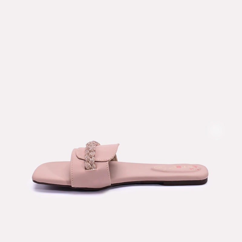 Womens Pink Fancy Flat Slippers 0412724