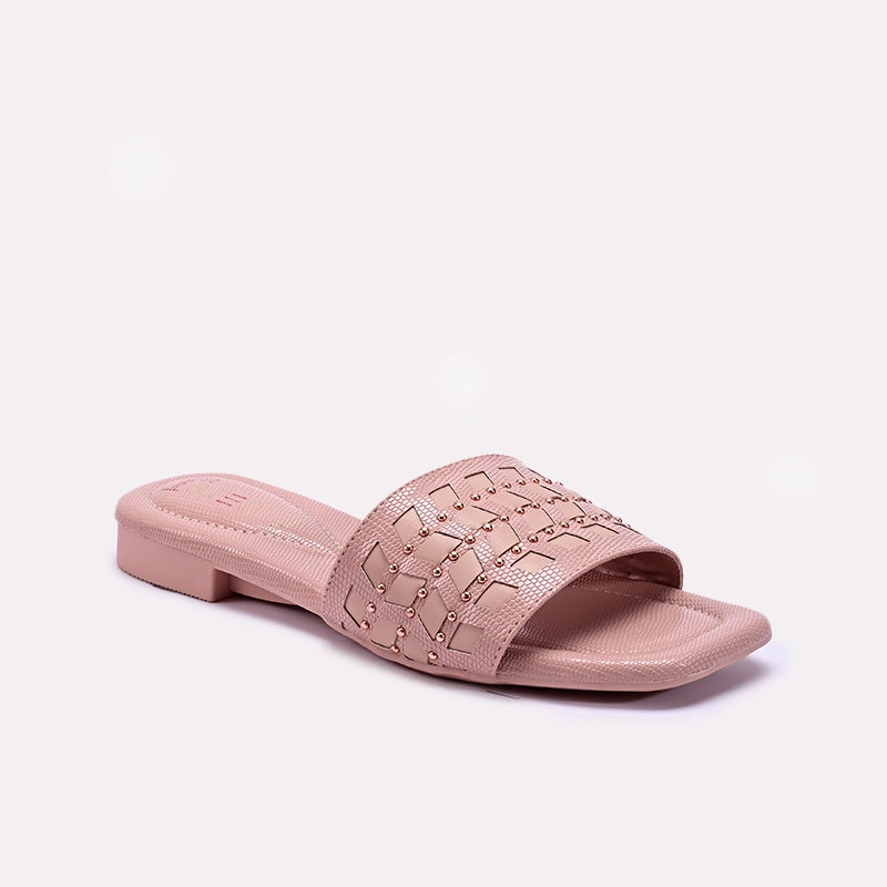 Womens Pink Flat Fancy Slippers 0413186