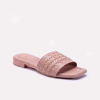 Womens Pink Flat Fancy Slippers 0413186