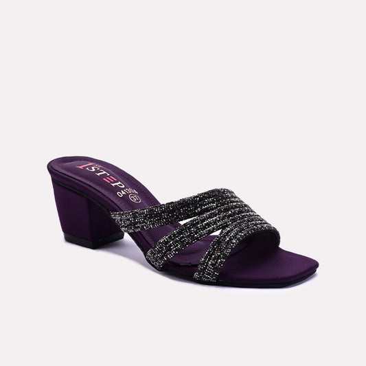 Womens Purple Fancy Heel Slippers 0413054