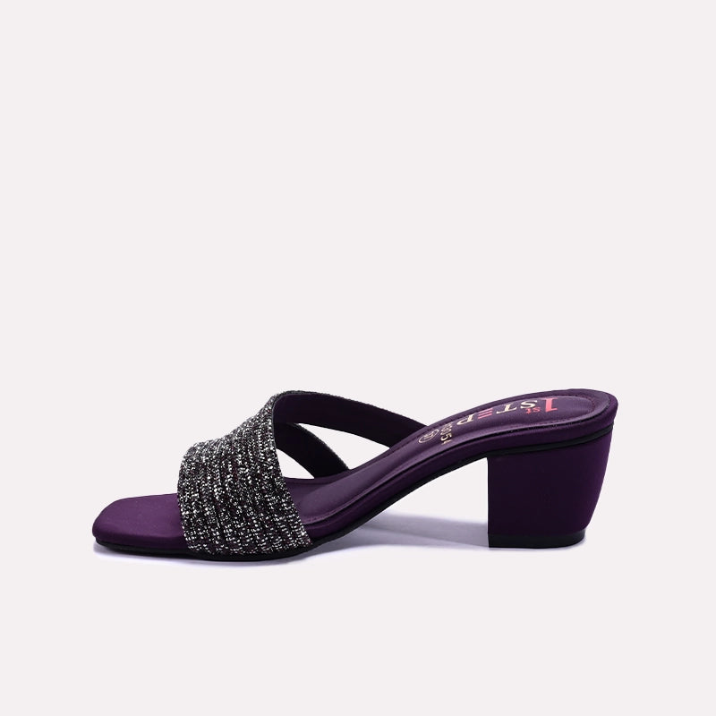 Womens Purple Fancy Heel Slippers 0413054