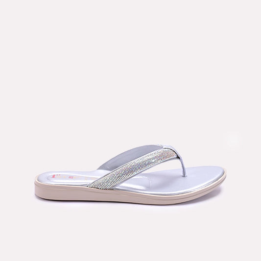 Womens Silver Comfy Casual Flip Flop Slippers 0411578