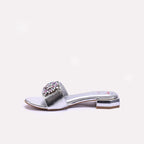Womens Silver Fancy Flat Slippers 0413190