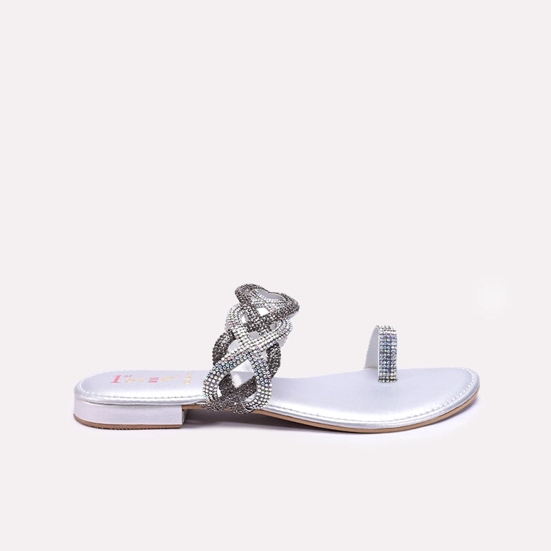 Womens Silver Fancy Slippers 0412871