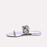 Womens Silver Fancy Slippers 0412871