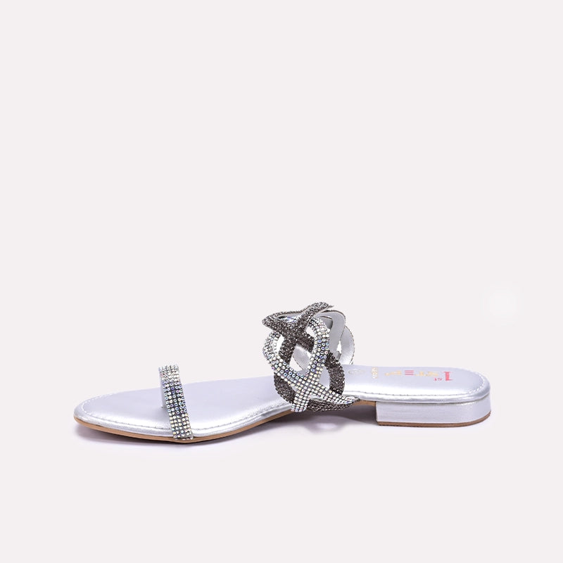 Womens Silver Fancy Slippers 0412871