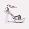 Womens Silver High Heel Sandals