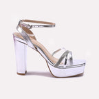 Womens Silver High Heel Sandals