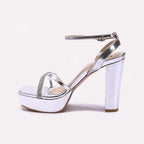 Silver High Heel Sandals for Women