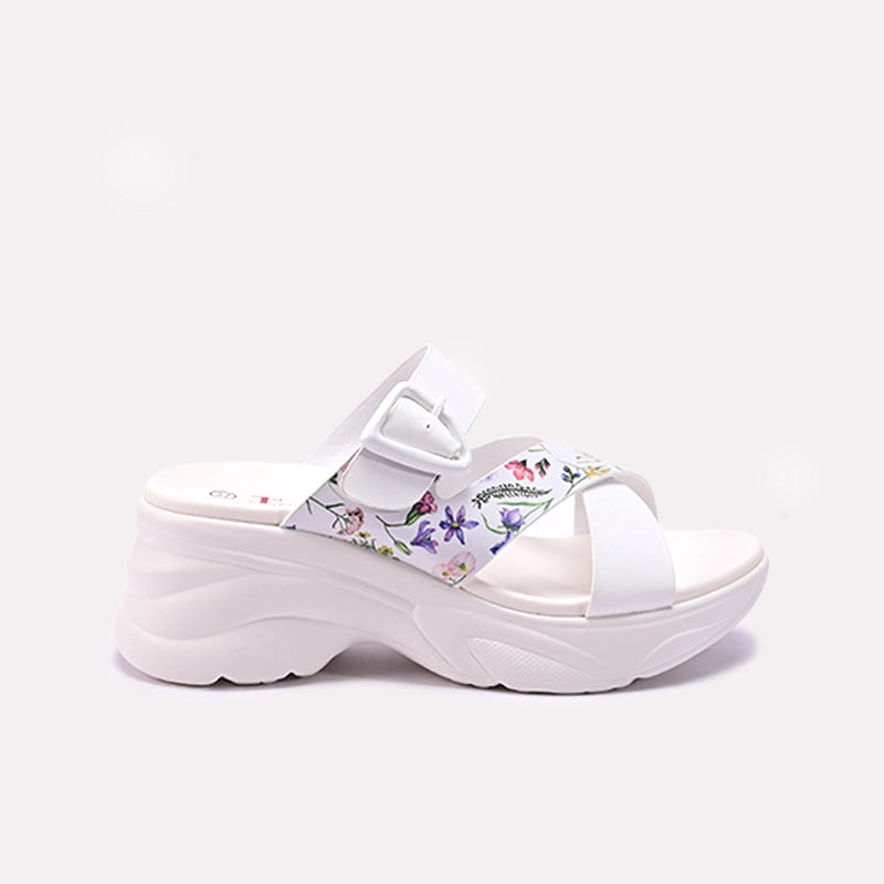 Womens White Chunky Slippers