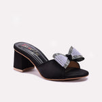 Black Block Heel Slippers