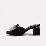 Black Block Heel Slippers for Women
