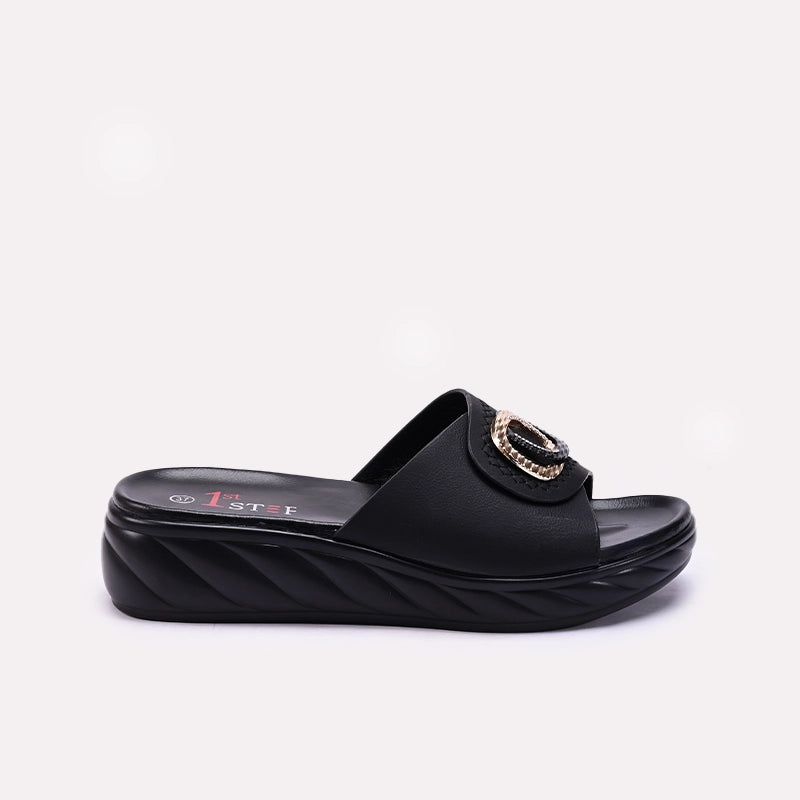 Womens Black Casual Slippers