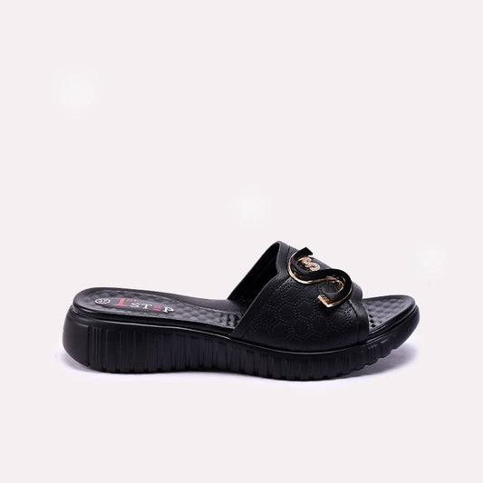 Womens Black Casual Slippers