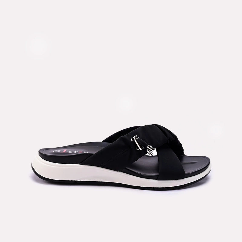 Womens Black Comfy Casual Slippers
