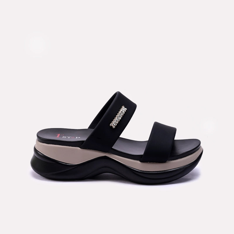Womens Black Comfy Casual Slippers