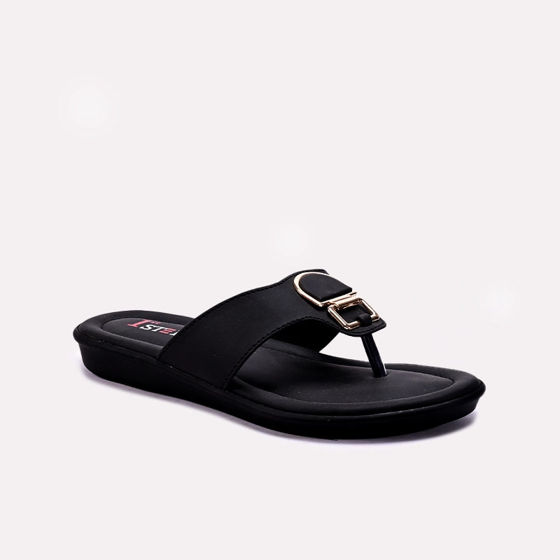 Womens Black Fancy Slippers