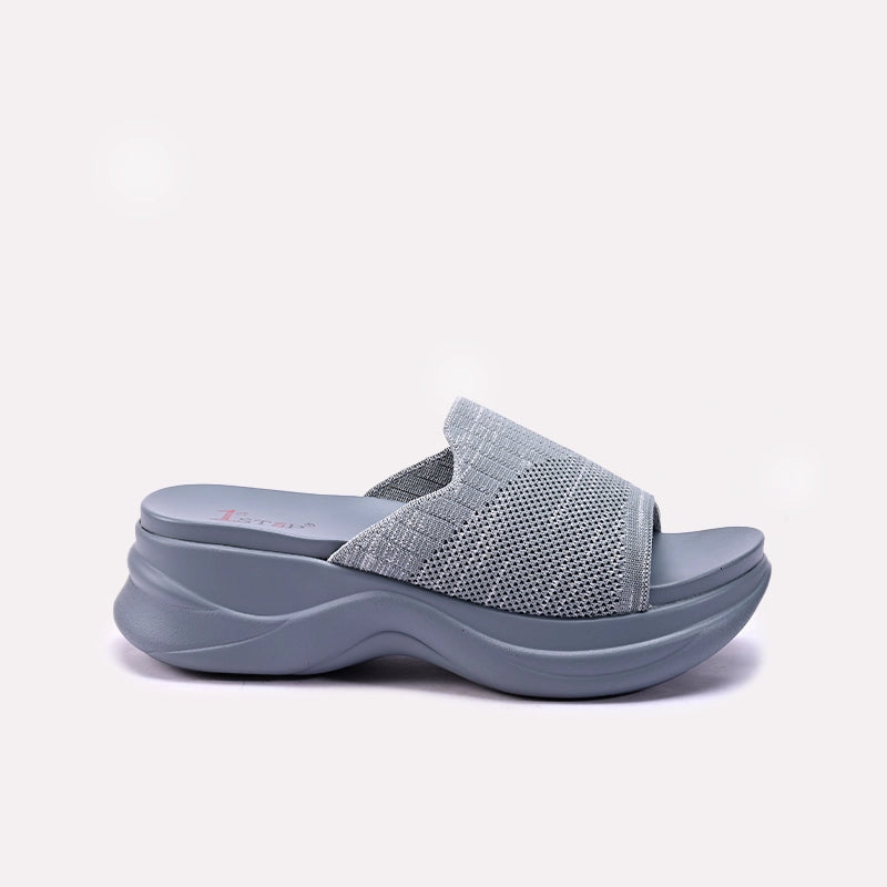 Womens Blue Chunky Slippers