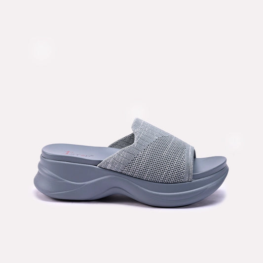 Womens Blue Chunky Slippers