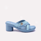 Womens Blue Heel Casual Slippers