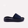 Womens Blue Platform Slippers