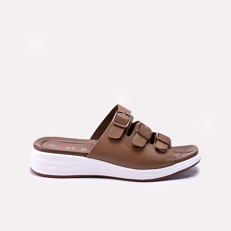 Womens Brown Casual Slippers