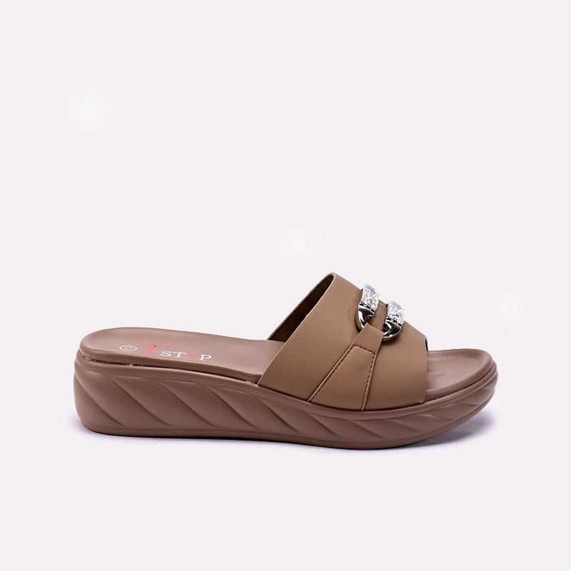Womens Brown Casual Slippers