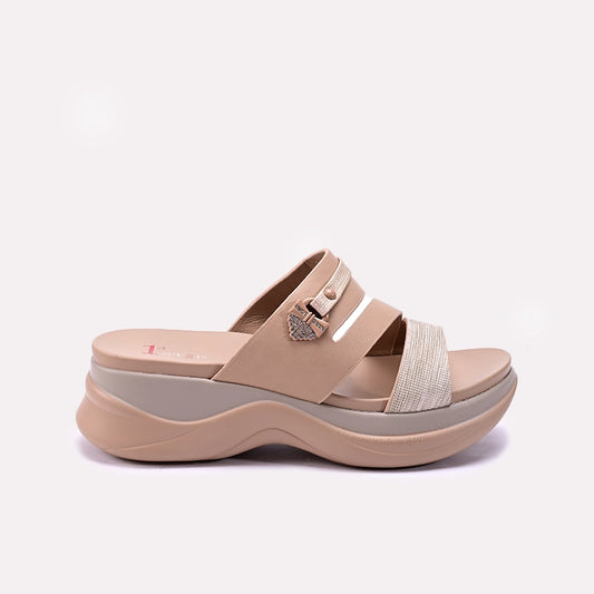 Womens Brown Chunky Casual Slippers