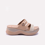 Womens Brown Chunky Casual Slippers