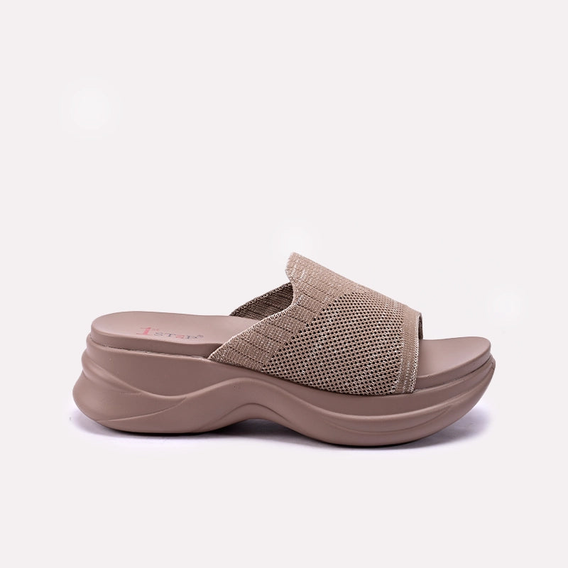 Womens Brown Chunky Slippers