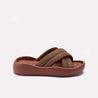 Womens Brown Platform Slippers