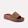 Brown Platform Slippers