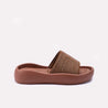 Womens Brown Platform Slippers