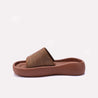Brown Platform Slippers for Women