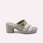 Womens Green Heel Casual Slippers