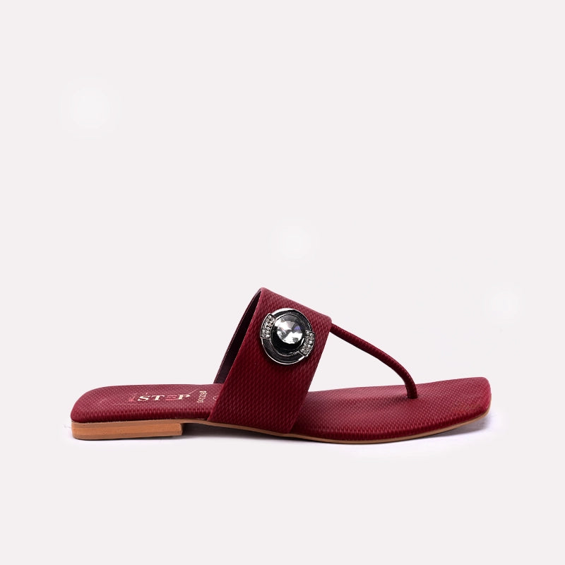 Womens Maroon Casual Slippers
