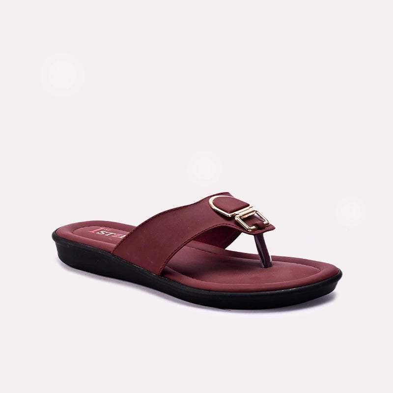 Womens Maroon Fancy Slippers