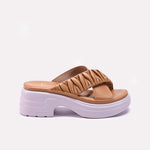 Womens Mustard Platform Slippers