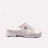 Womens White Heel Casual Slippers