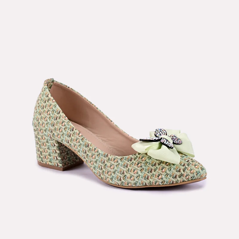 zephyra green fancy heel pumps for women