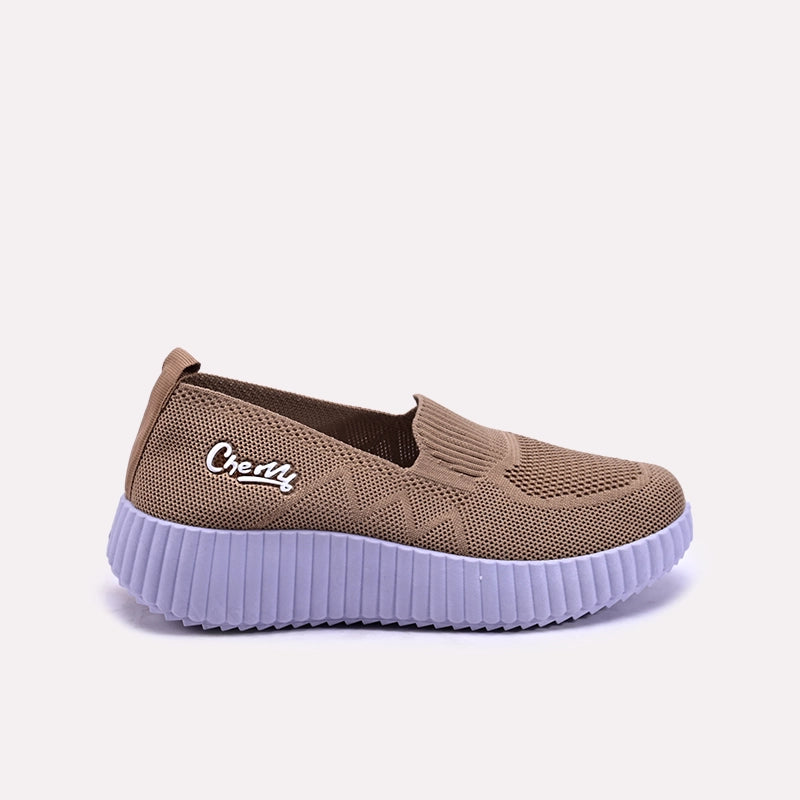 Zoraya women Brown Platform Slip On Sneakers