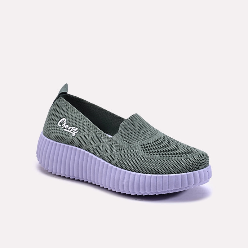Zoraya Green Platform Slip On Sneakers