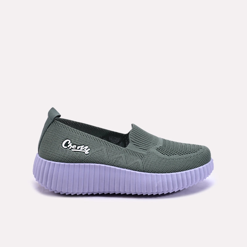 Zoraya women Green Platform Slip On Sneakers